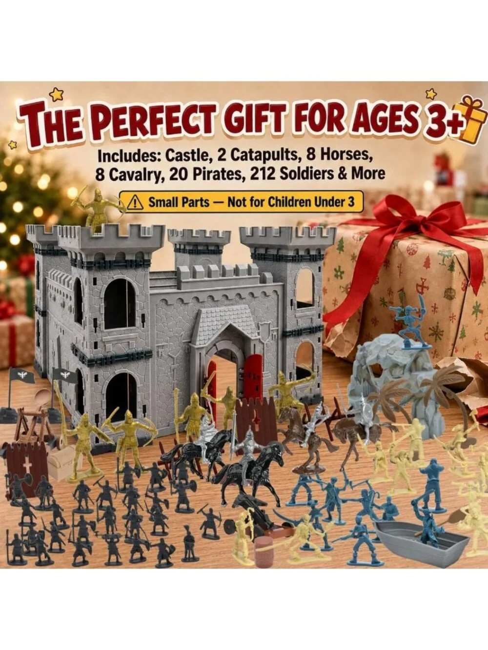 Medieval Castle Knight Toy Soldiers Set - 20 Pirates, 12 Soldiers, 8 Cavalry